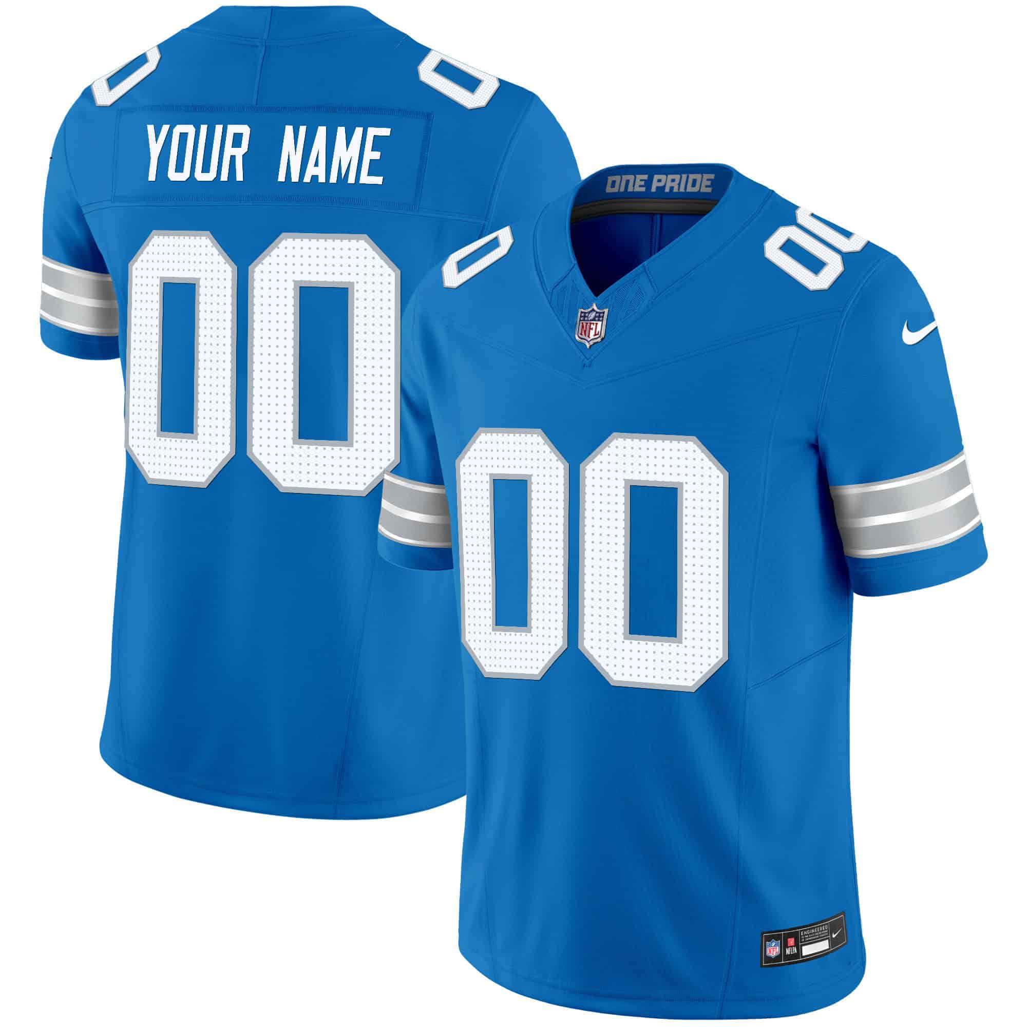 Men Detroit Lions Blue 2024 Nike Vapor Limited Custom NFL Jersey